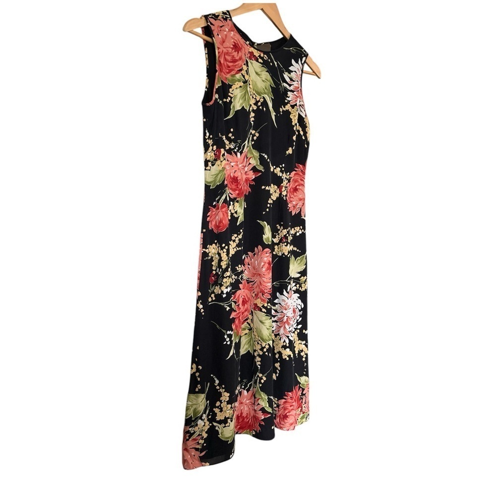 Talbots 100% Silk Floral Sleeveless Midi Dress Vibrant Whimsigoth P6 P8 - Picture 3 of 10